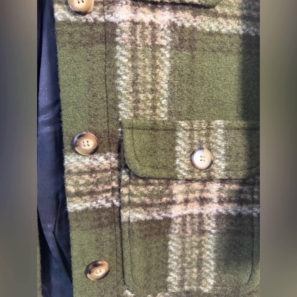 Sezane Paolo Green Khaki Plaid Check Jacket, NWT - Picture 10 of 10